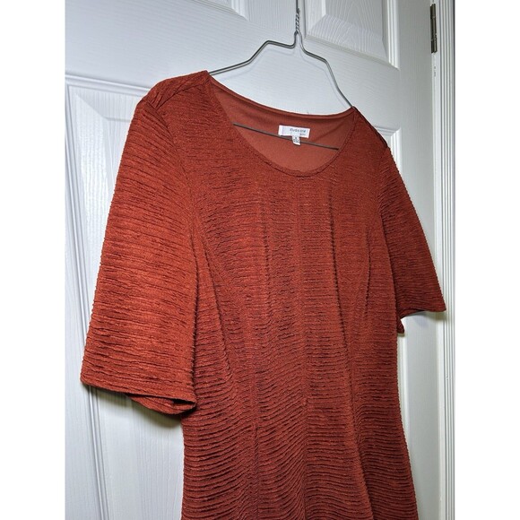 Studio One Women’s Half Sleeve Textured Midi Dress Burnt Orange Size 8 NWOT - Picture 3 of 6